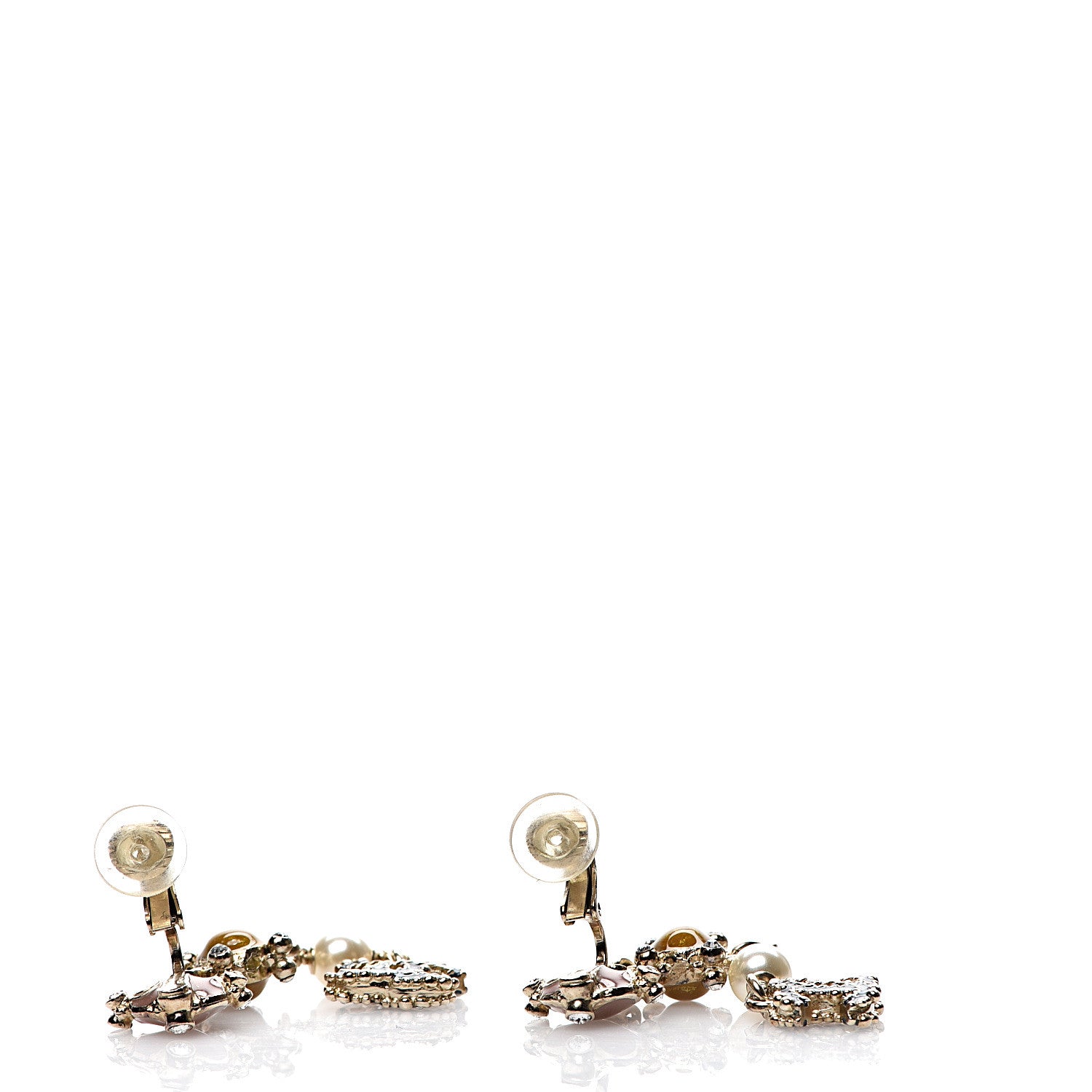 Chanel Crystal Enamel CC Drop Earrings Gold Multicolor 3 of 5