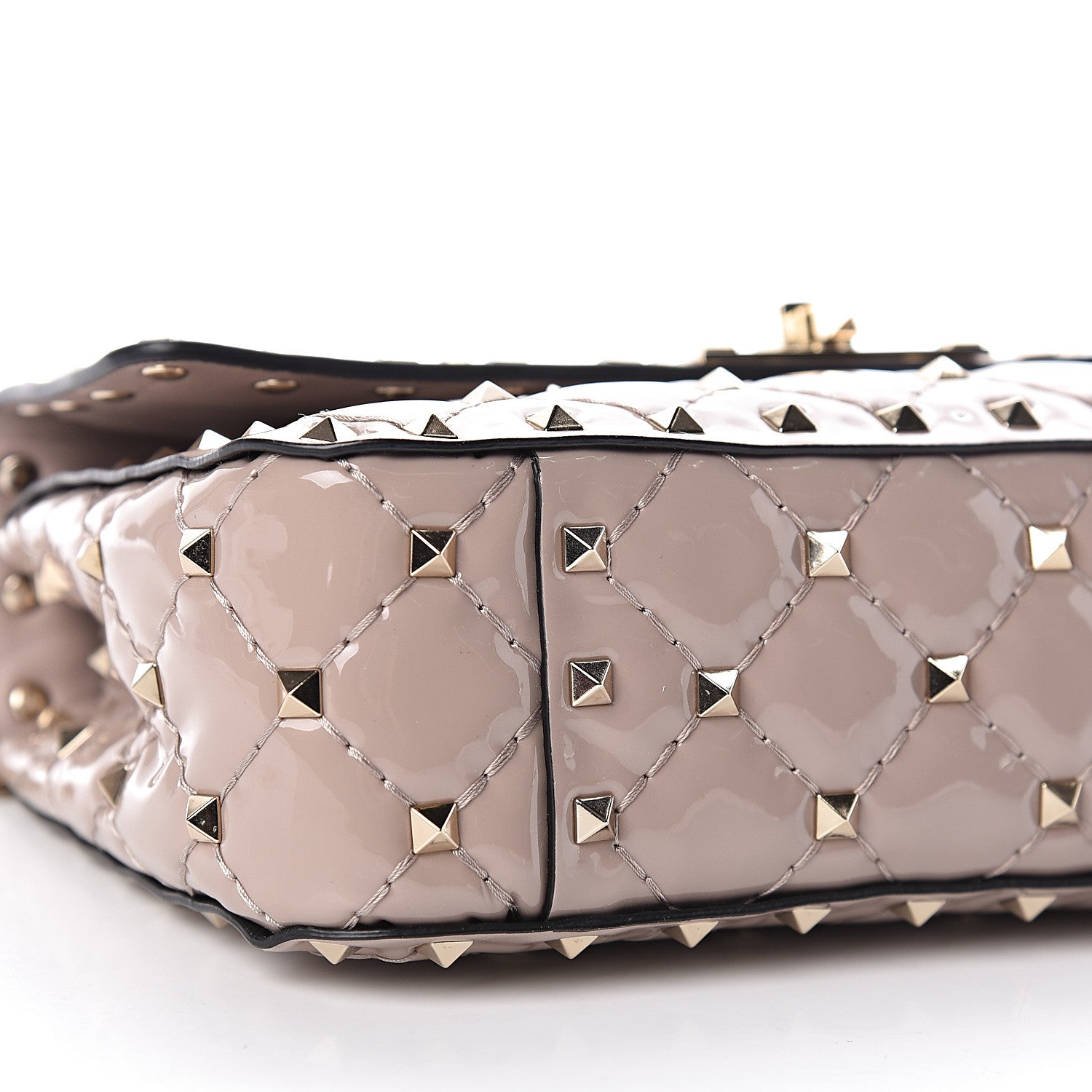 Valentino Garavani Patent Small Rockstud Spike Shoulder Bag Poudre 9 of 10