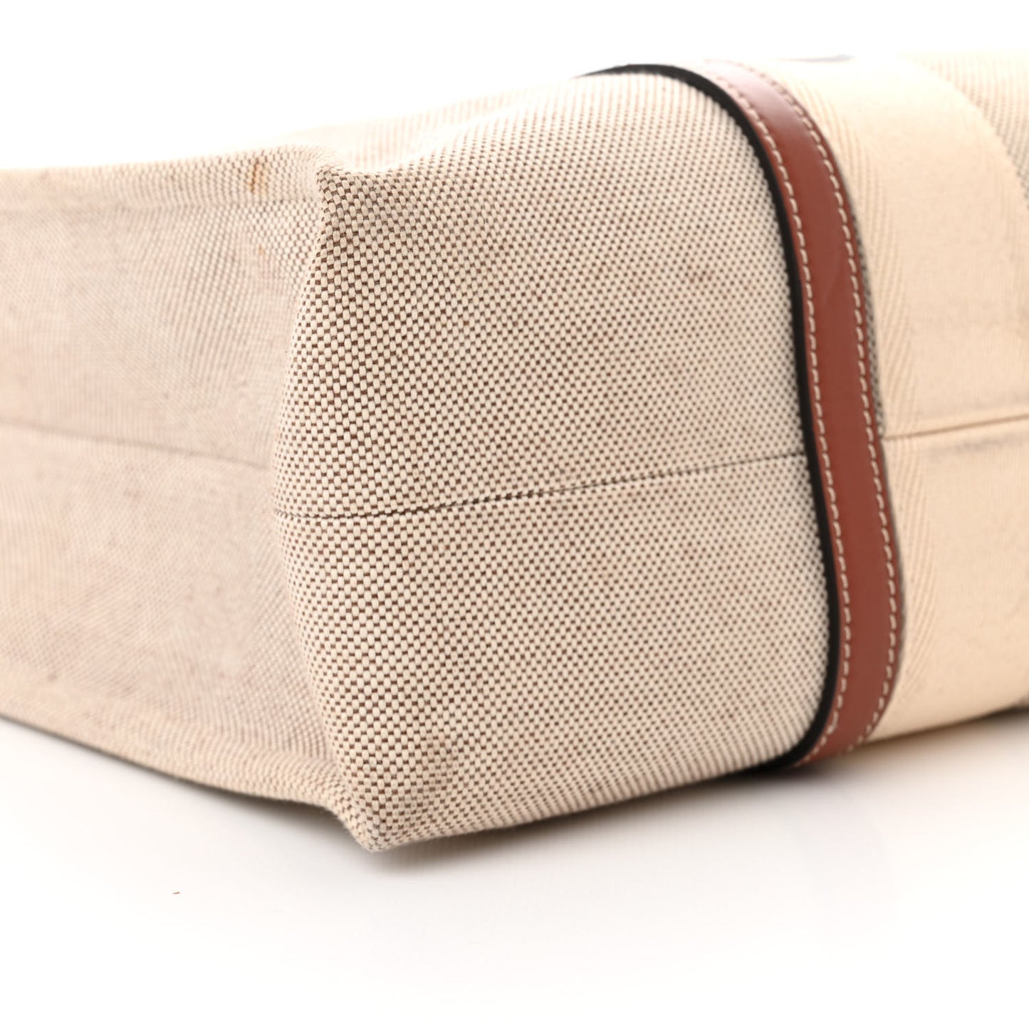 Cotton Calfskin Large Woody Ribbon Tote White Brown