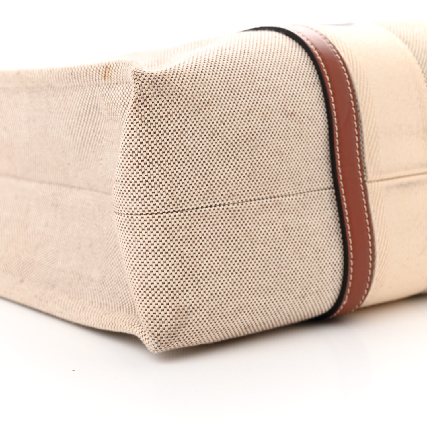 Chloe Cotton Calfskin Large Woody Ribbon Tote White Brown 9 of 12