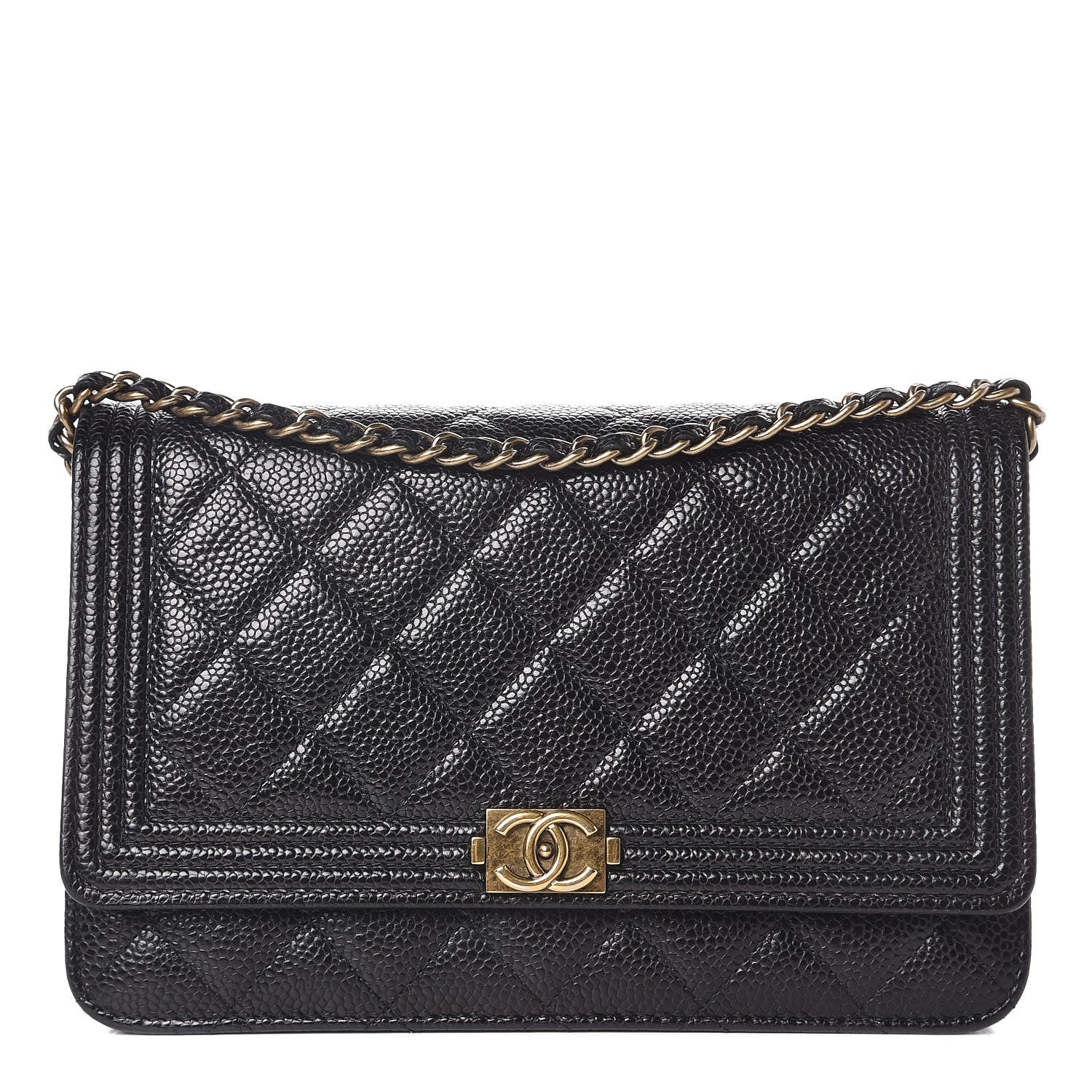 Chanel Caviar Quilted Boy Wallet On Chain WOC Black 1 of 8