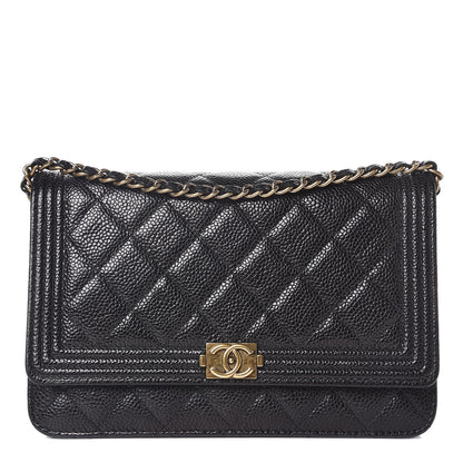 Chanel Caviar Quilted Boy Wallet On Chain WOC Black 1 of 8
