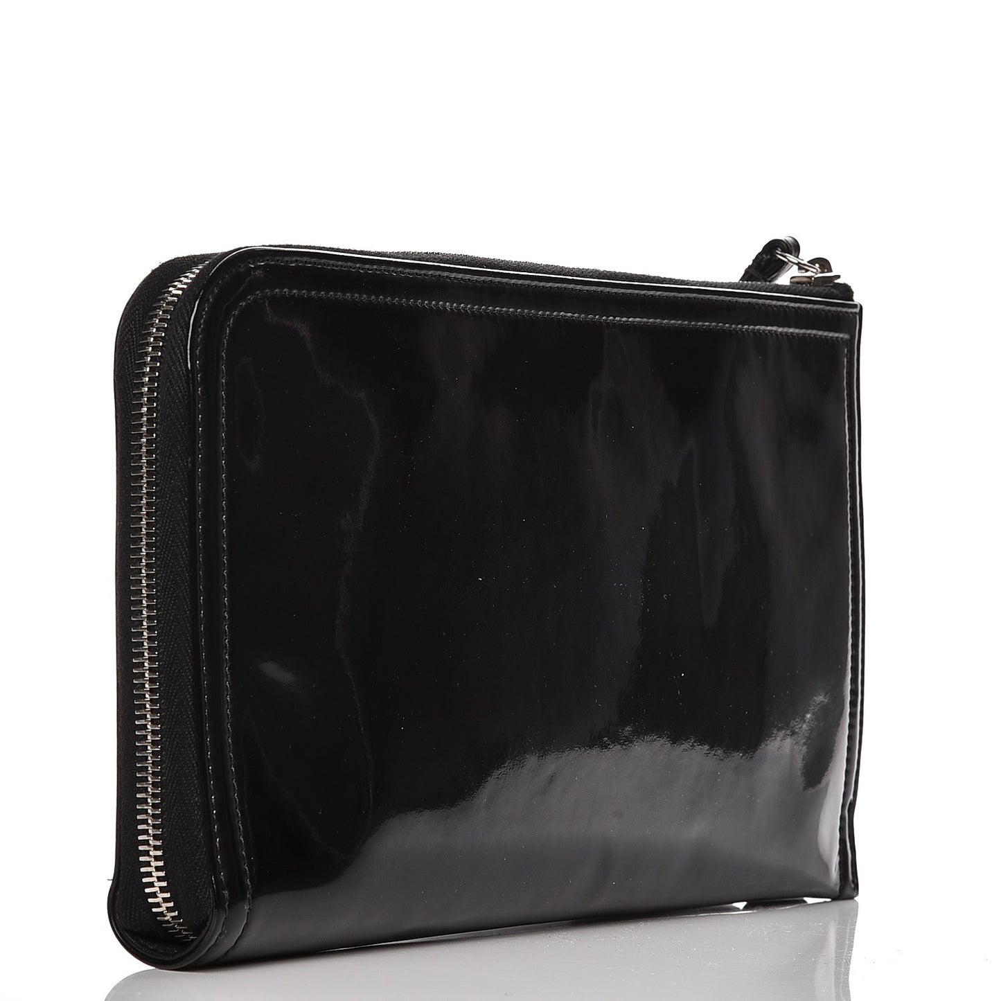 Vinyl Patent Lipstick Wristlet Wallet Black