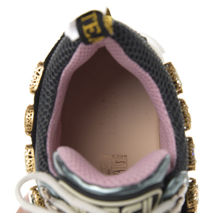 Gucci X SEGA Metallic Calfskin Removable Crystals Womens Flashtrek Sneakers 35.5 Lago Loess Silver 6 of 8