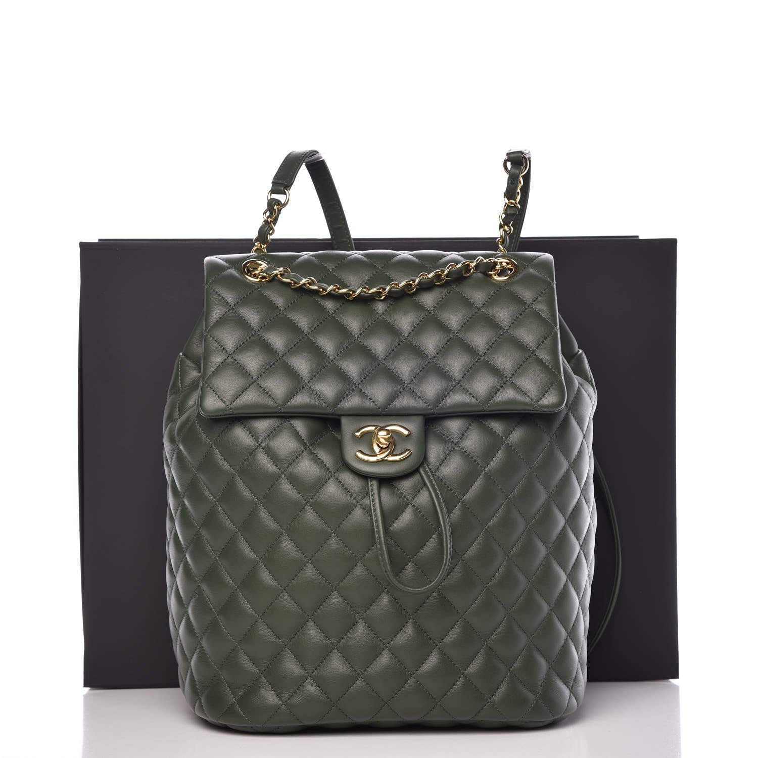 Chanel Lambskin Quilted Large Urban Spirit Backpack Dark Green 9 of 9