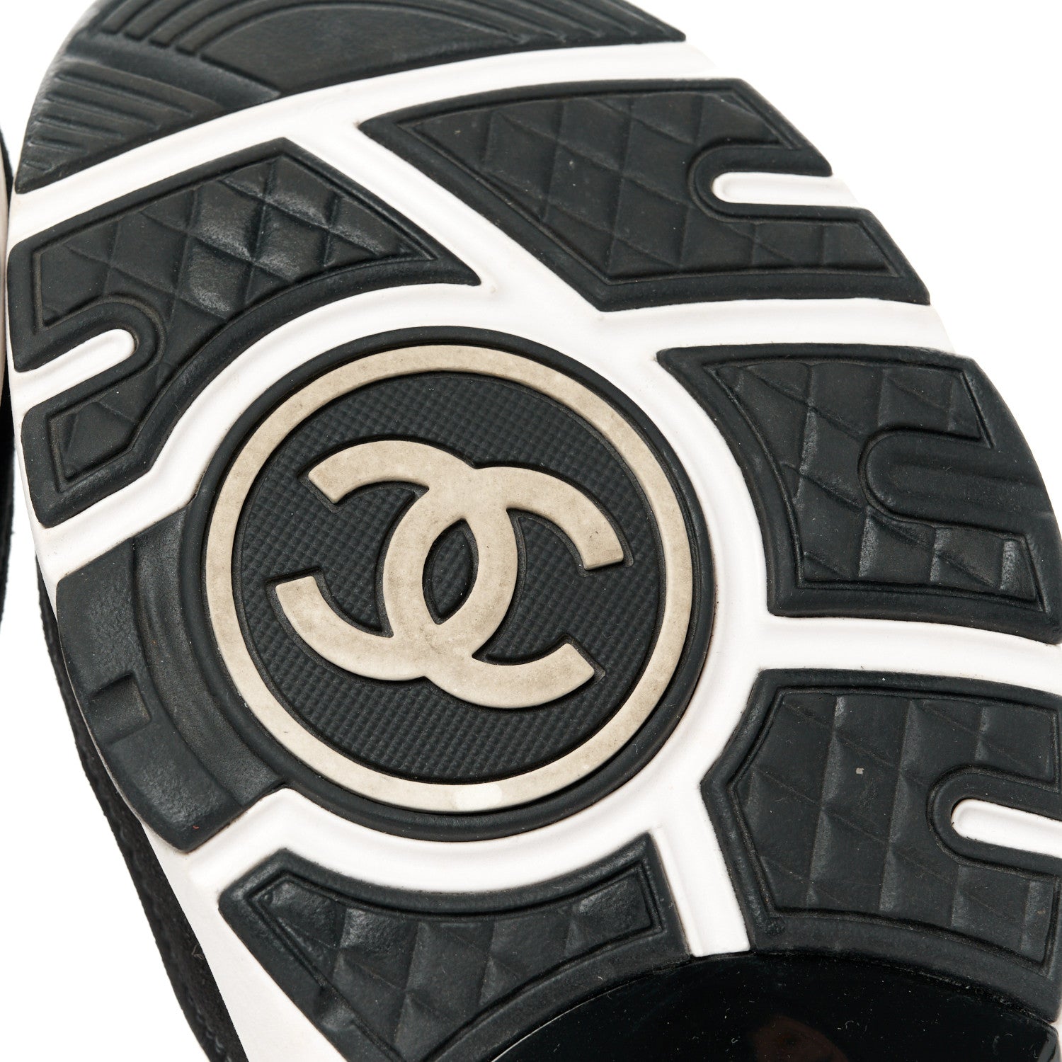 Chanel Fabric Suede Calfskin CC Sneakers 39.5 White Black 6 of 9