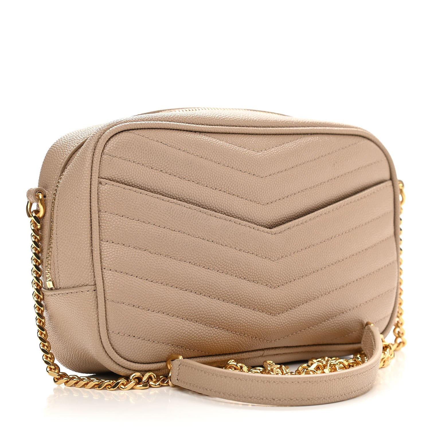 Saint Laurent Grain De Poudre Matelasse Monogram Mini Lou Camera Bag Dark Beige 3 of 10