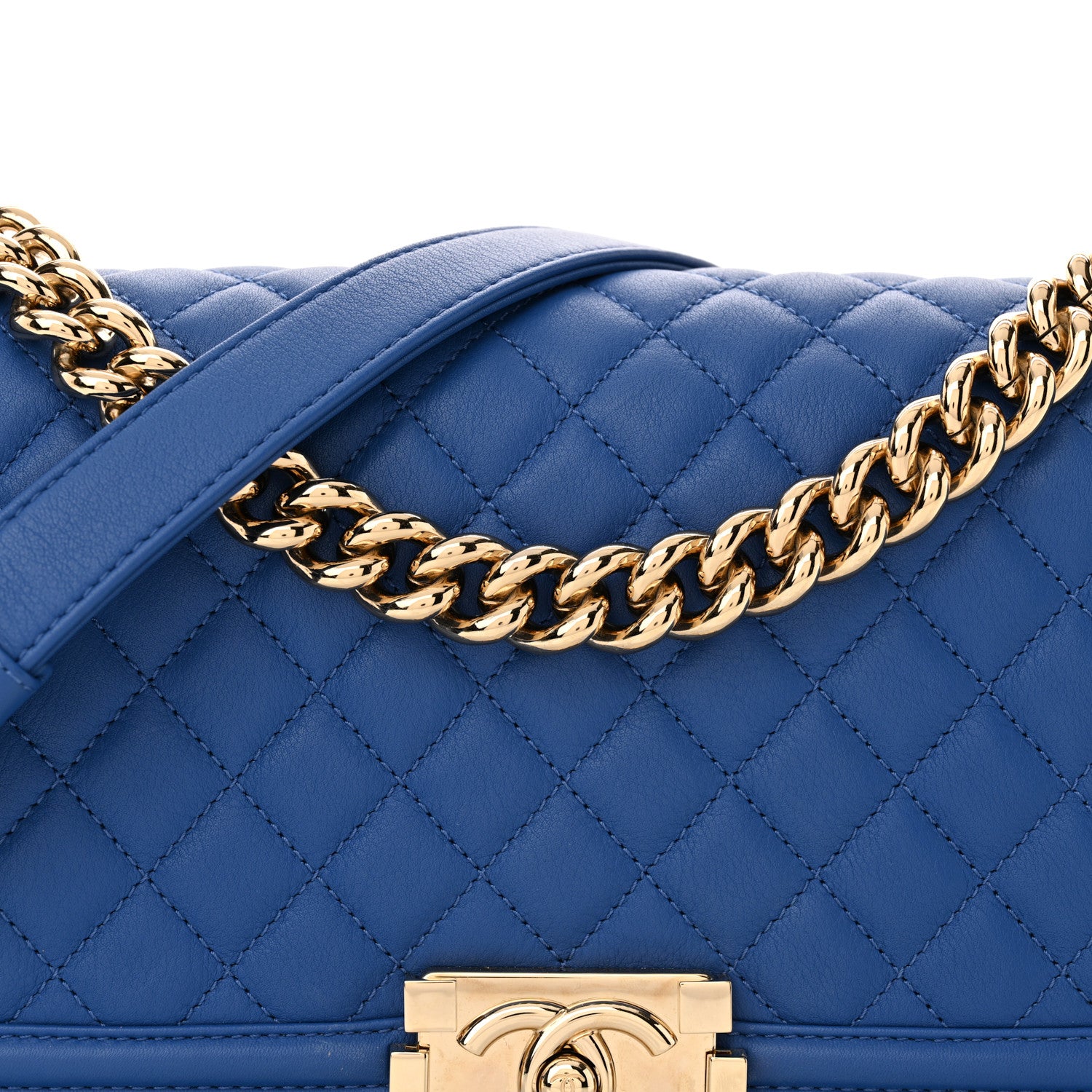 Chanel Calfskin Quilted Medium Boy Flap Blue 8 of 13