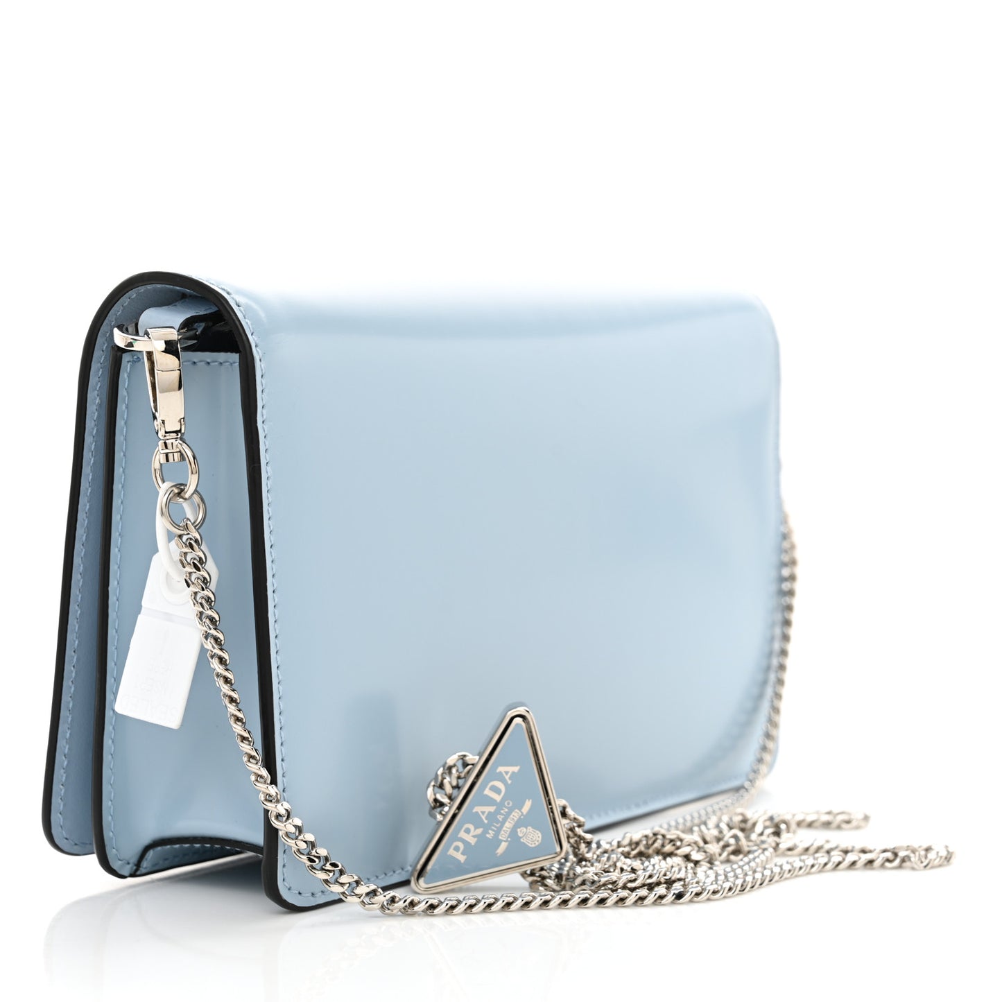 Spazzolato Flap Slide Chain Shoulder Bag Celeste