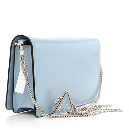 Prada Spazzolato Flap Slide Chain Shoulder Bag Celeste 2 of 11