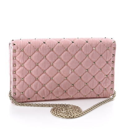 Valentino Garavani Velvet Rockstud Spike Wallet on Chain Water Rose 3 of 10