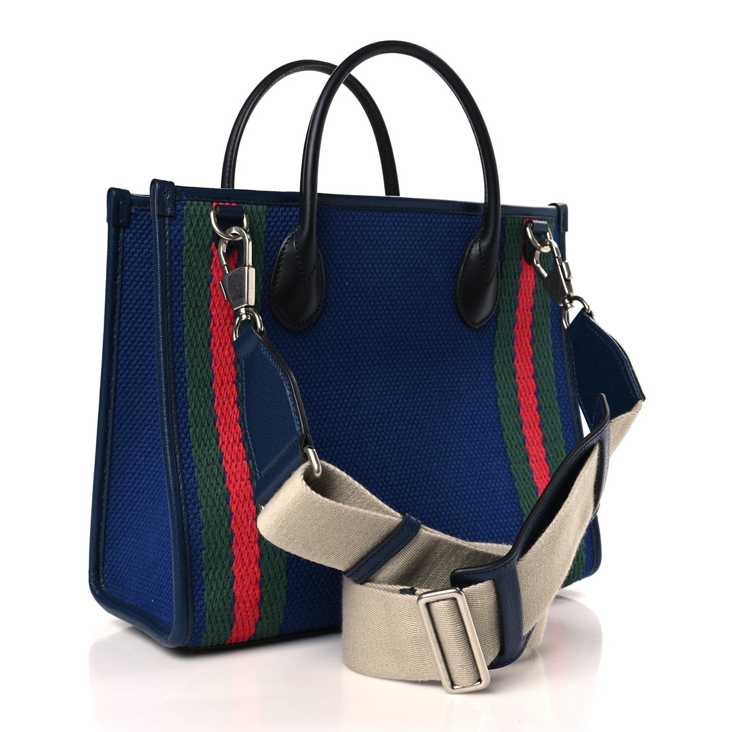 Canvas Web Interlocking GG Canvas Tote Navy