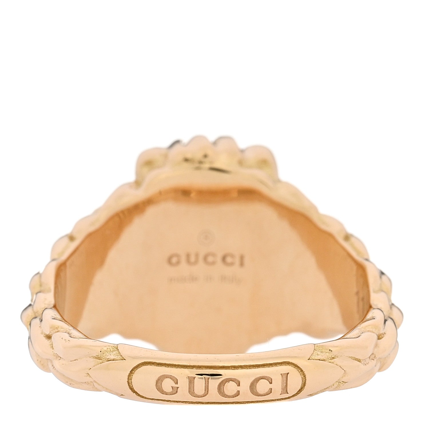 Gucci 18K Yellow Gold Diamond Chrome Diopside Lion Head Ring 50 5.5 4 of 7