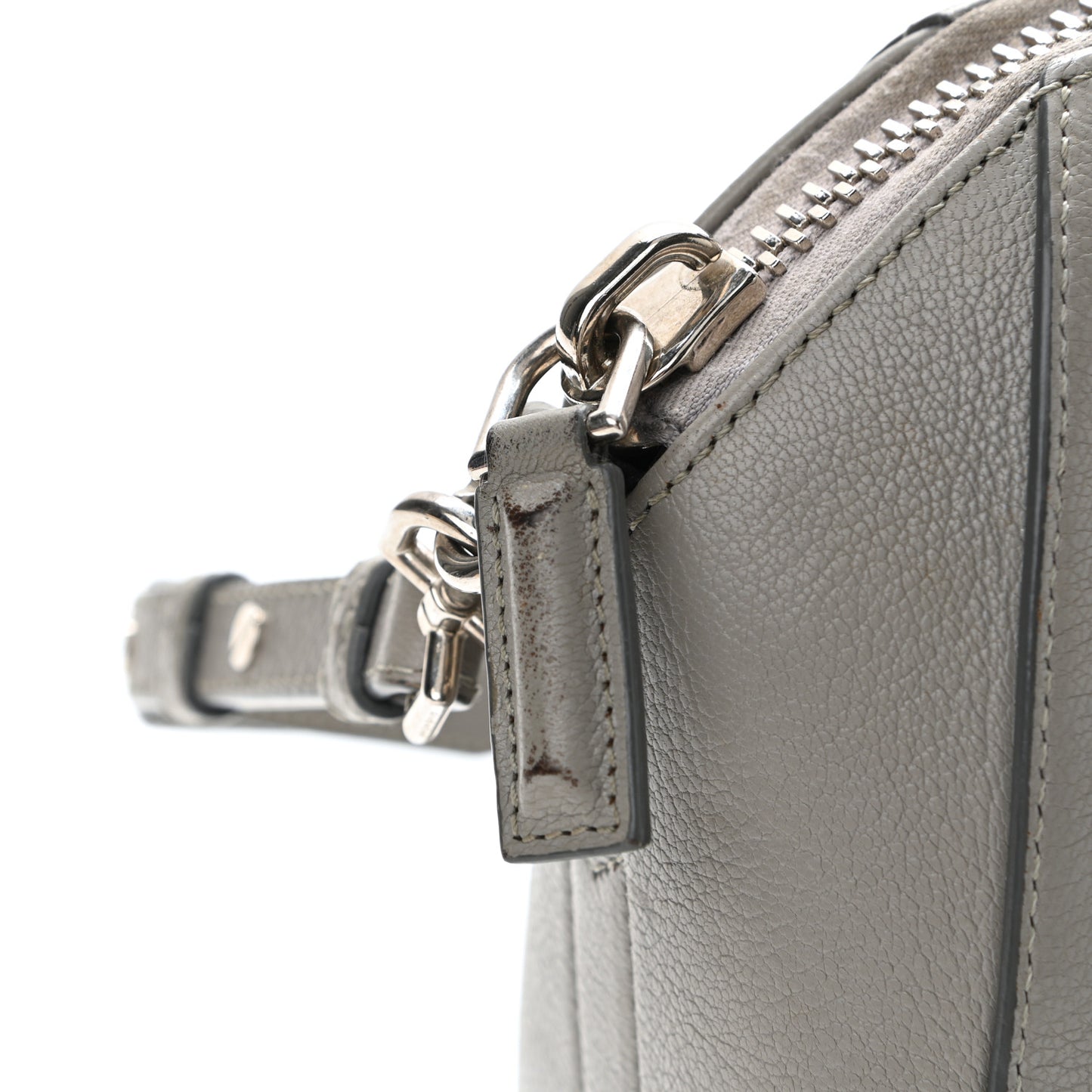 Sugar Goatskin Mini Antigona Pearl Grey