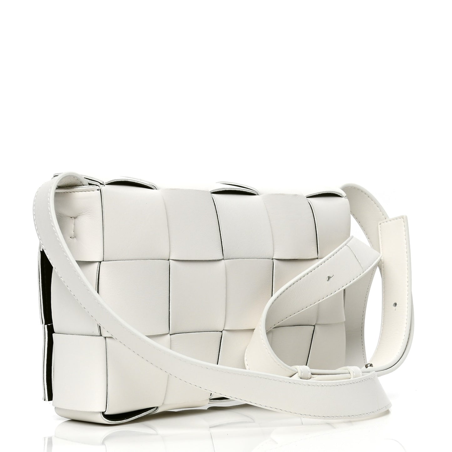 Lambskin Maxi Intrecciato Cassette Crossbody Bag White