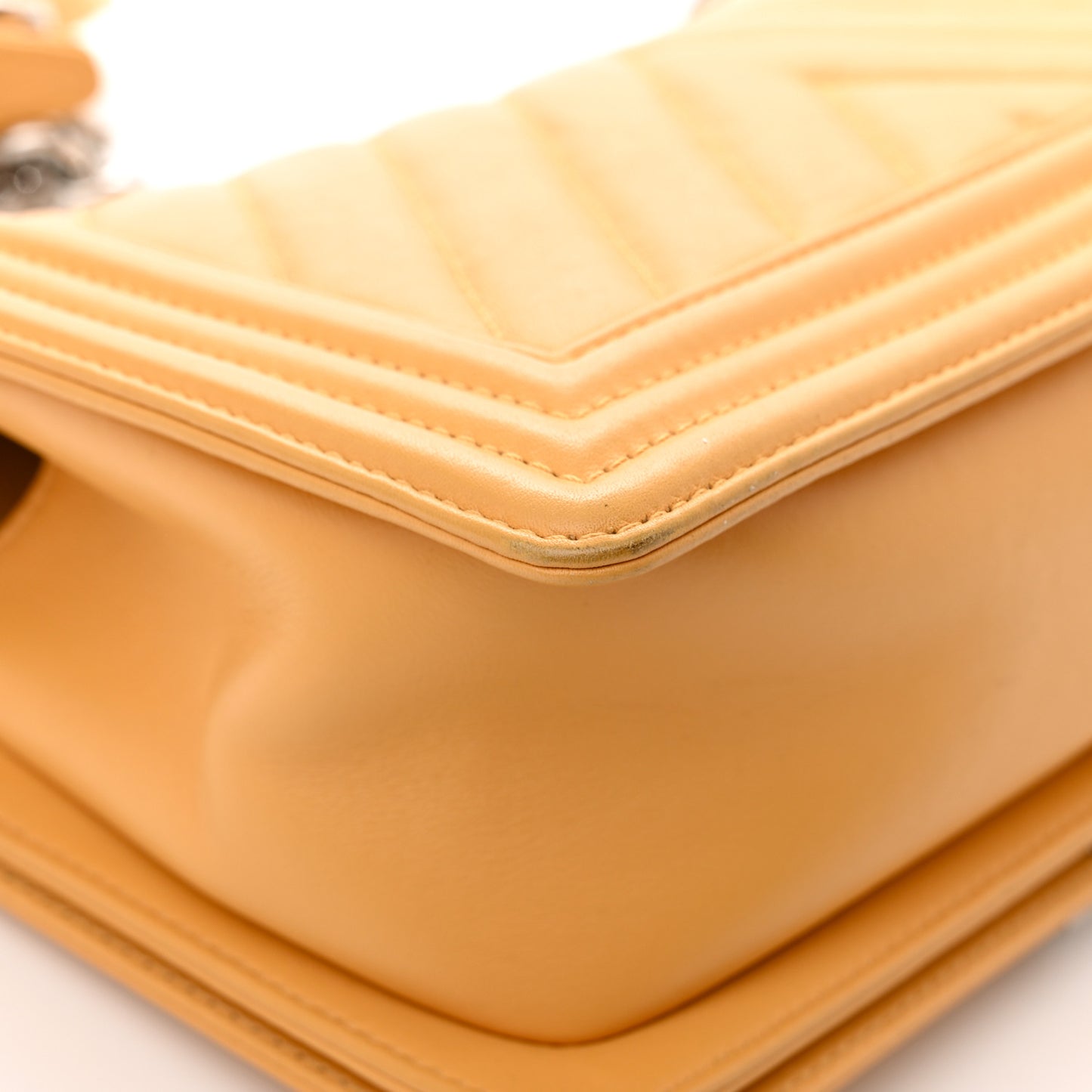 Calfskin Chevron Quilted Medium Boy Flap Yellow