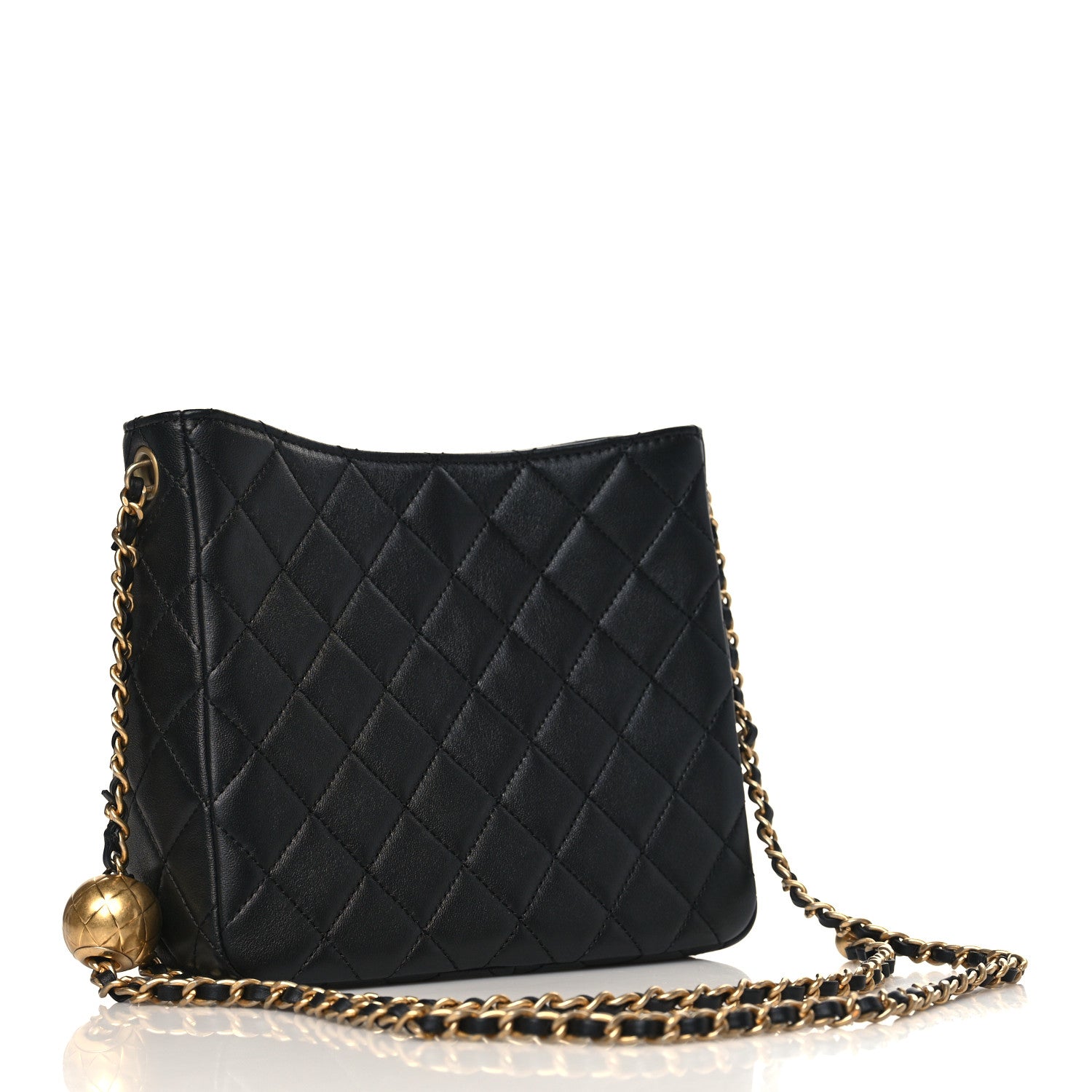 Chanel Lambskin Quilted Small Pearl Crush Hobo Black 3 of 10
