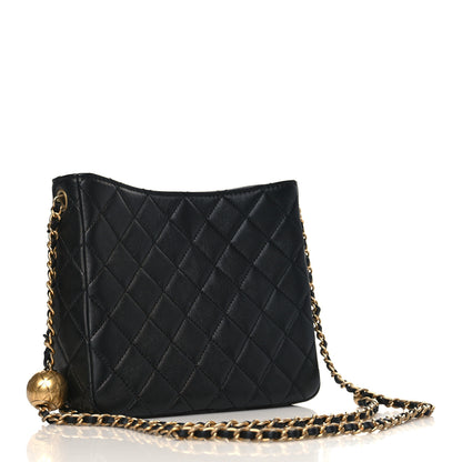 Chanel Lambskin Quilted Small Pearl Crush Hobo Black 3 of 10