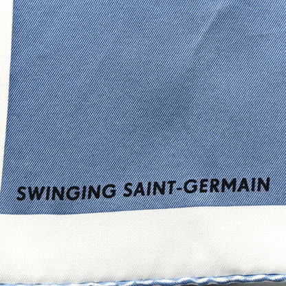 Hermes Silk Swinging Saint Germain Scarf 70 Bleu Jean Rose White 5 of 5