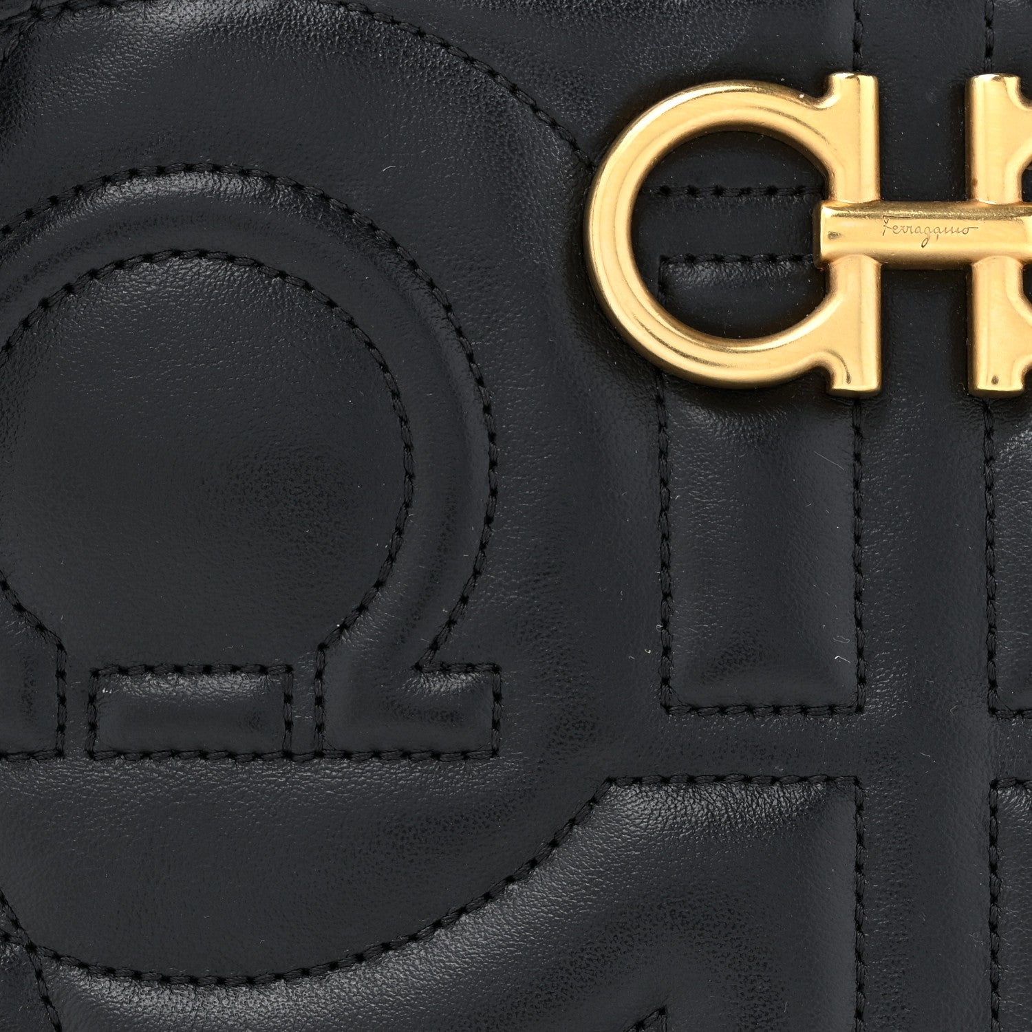 Salvatore Ferragamo SALVATORE FERRAGAMO Calfskin Quilted Gancini Camera Bag Black 7 of 13