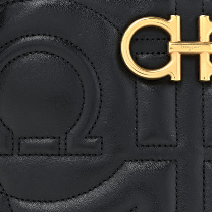 Salvatore Ferragamo SALVATORE FERRAGAMO Calfskin Quilted Gancini Camera Bag Black 7 of 13