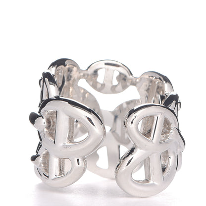 Hermes Sterling Silver GM Chaine d'Ancre Enchainee Band Ring 54 6.75 3 of 5