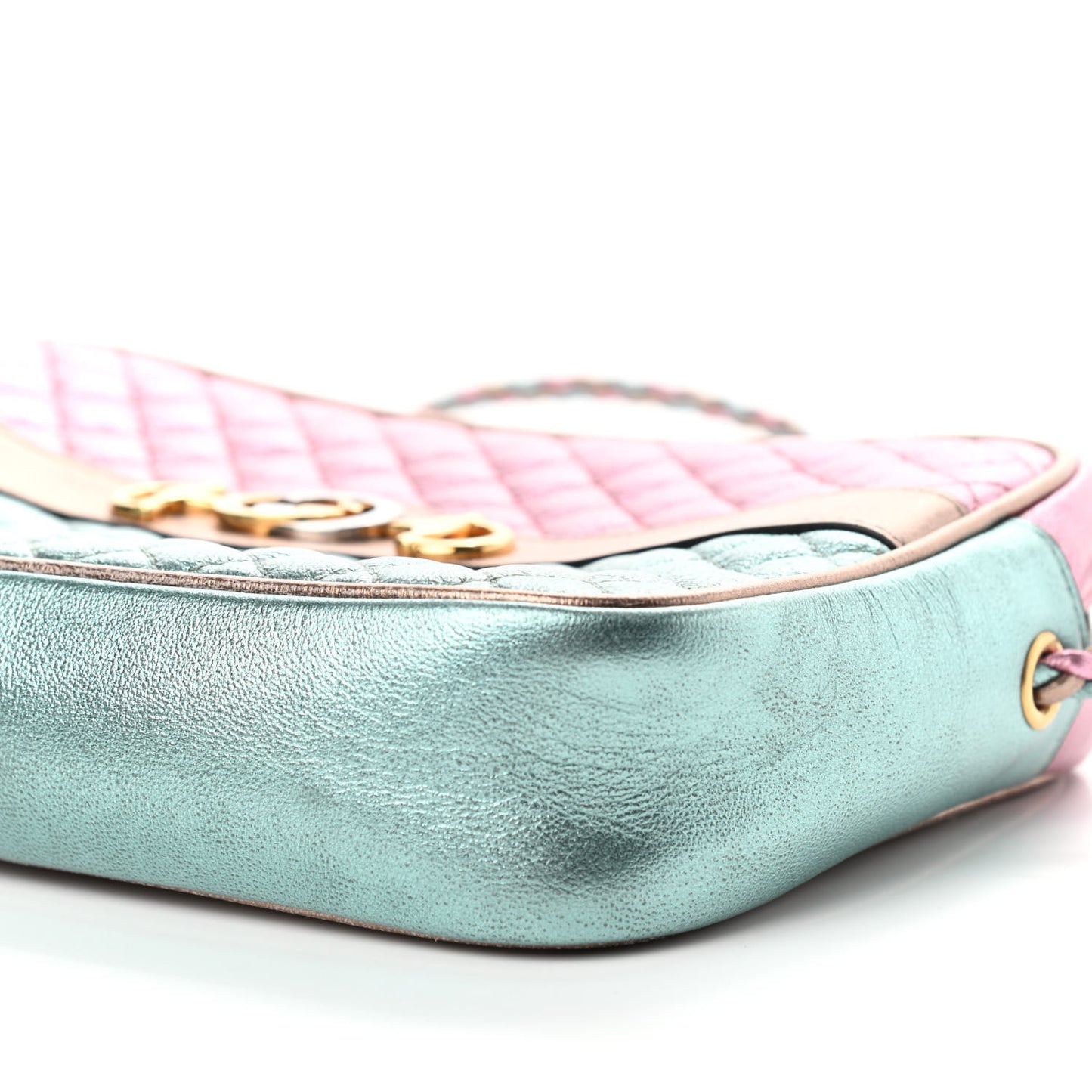Laminated Nappa Trapuntata Small Zumi Shoulder Bag Rosa Lago Rame