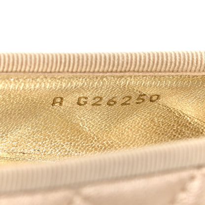 Chanel Iridescent Lambskin Quilted CC Cap Toe Ballerina Flats 38.5 Beige 12 of 16