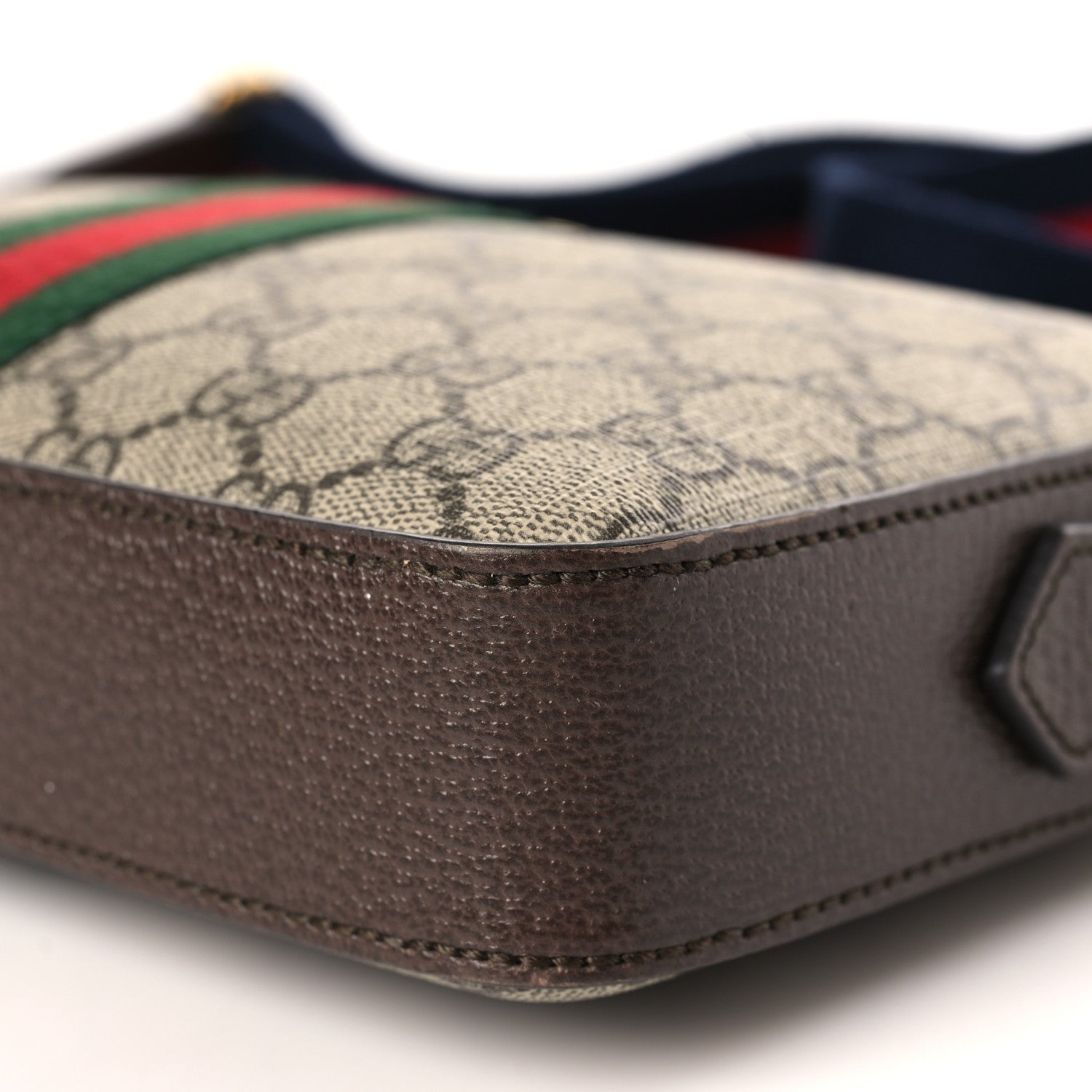 Gucci GG Supreme Monogram Textured Dollar Calfskin Web Ophidia Wristlet Shoulder Bag Beige Ebony New Acero 9 of 9
