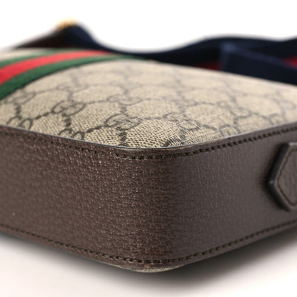 Gucci GG Supreme Monogram Textured Dollar Calfskin Web Ophidia Wristlet Shoulder Bag Beige Ebony New Acero 9 of 9