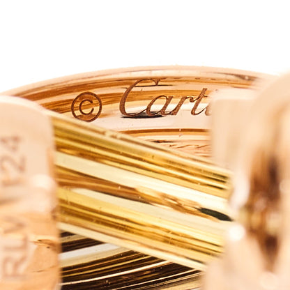 Cartier 18K Pink Yellow White Gold Classic Trinity Hoop Earrings 5 of 8