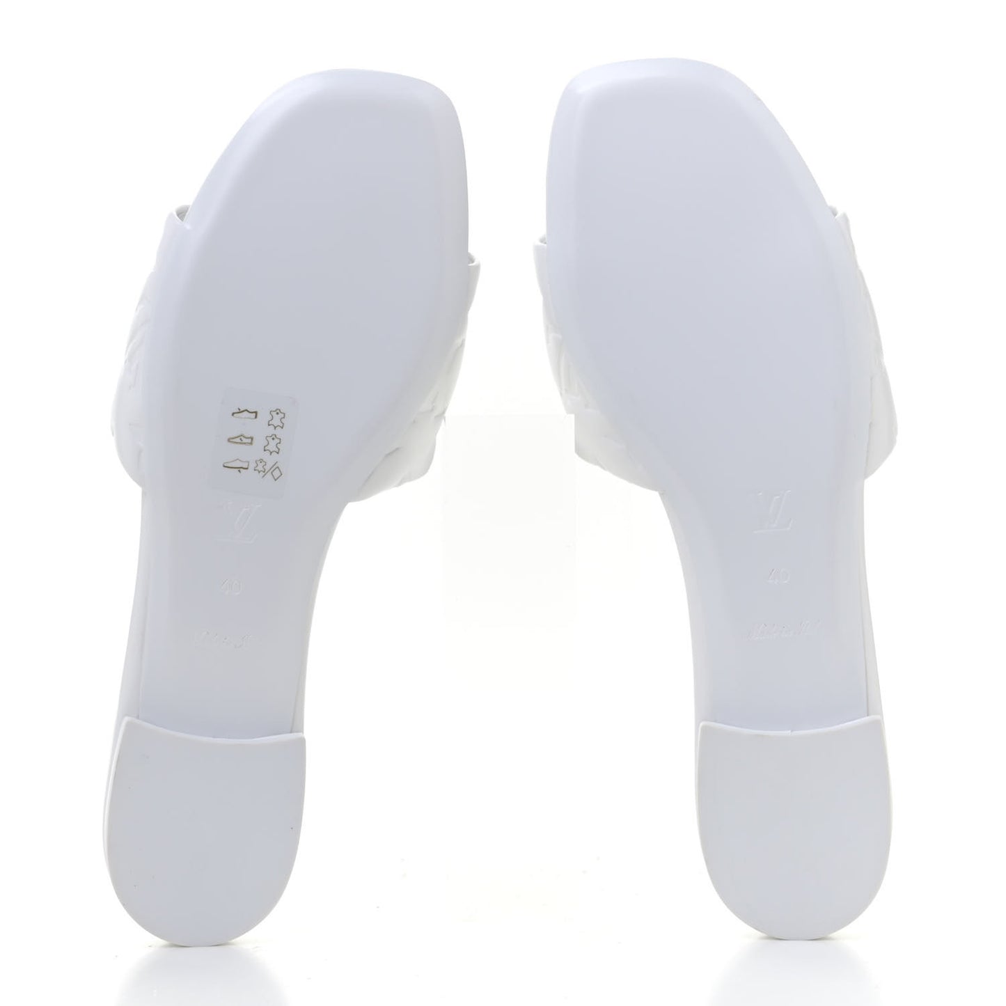 Lambskin Embossed Monogram Revival Flat Mules 40 White