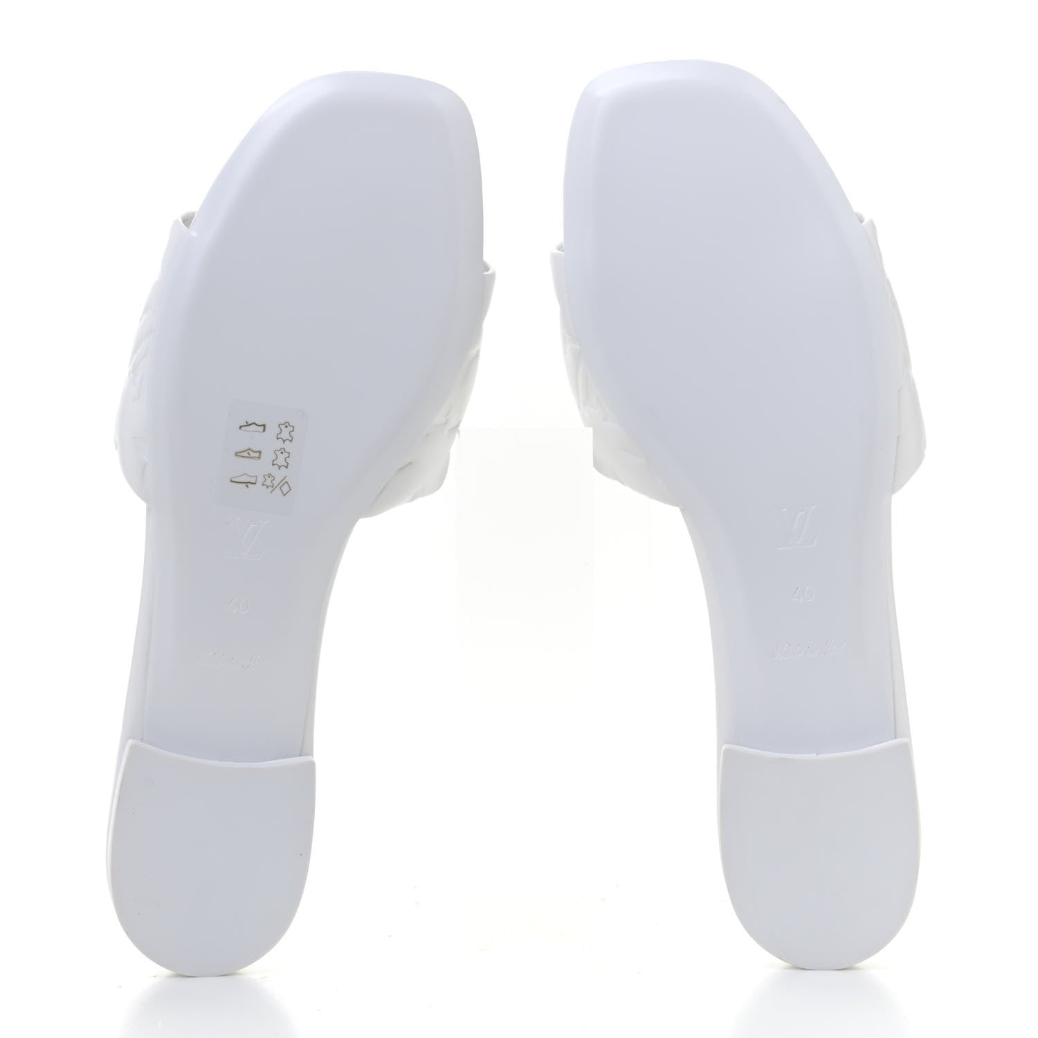 Louis Vuitton Lambskin Embossed Monogram Revival Flat Mules 40 White 9 of 21