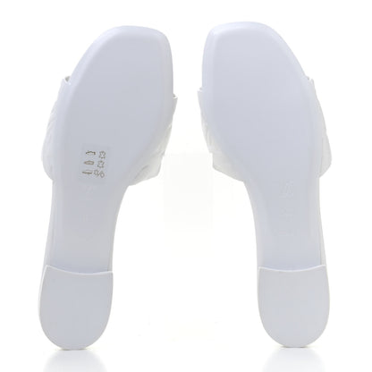 Louis Vuitton Lambskin Embossed Monogram Revival Flat Mules 40 White 9 of 21