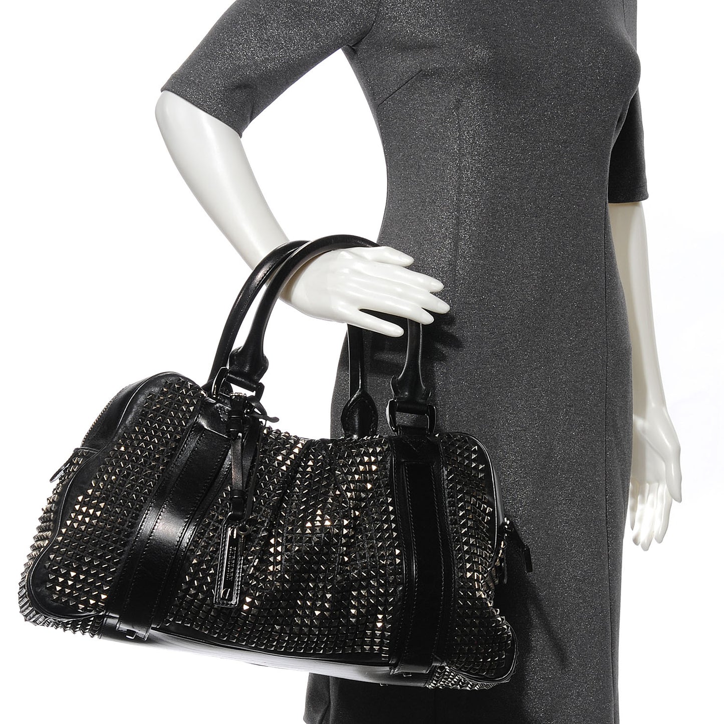 Prorsum Calfskin Studded Knight Satchel Black