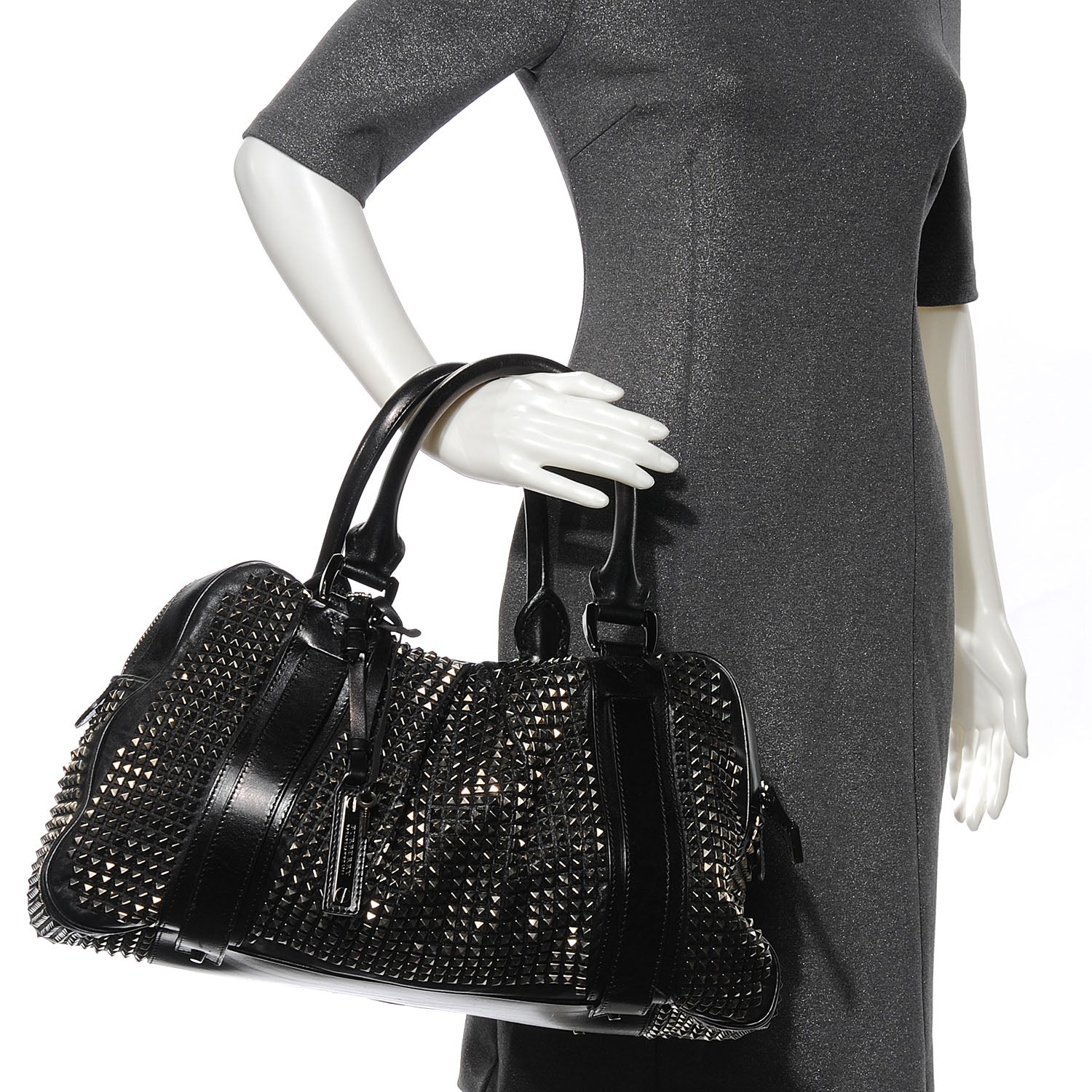 Burberry Prorsum Calfskin Studded Knight Satchel Black 2 of 8