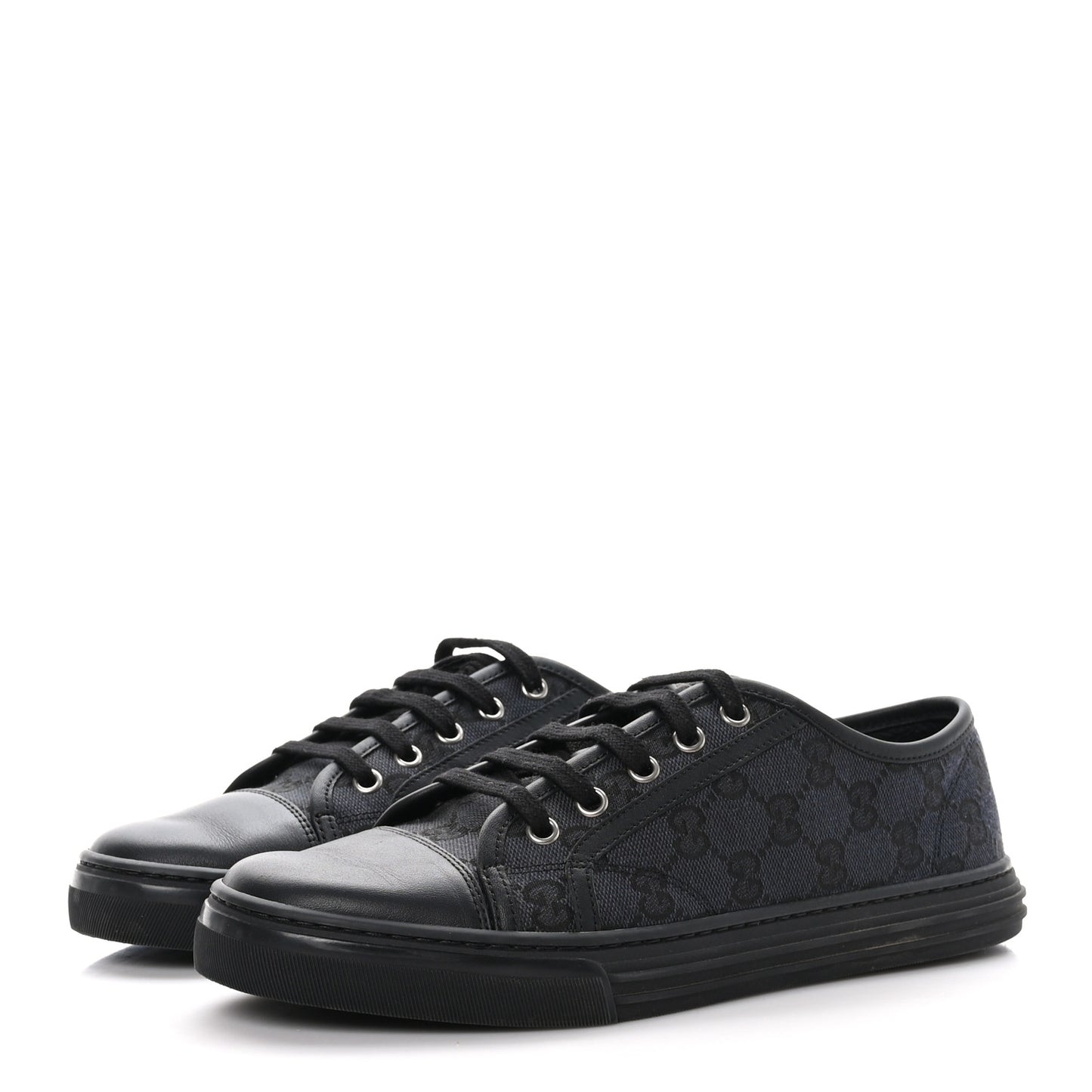 GG Monogram Calfskin Womens Low Top Sneakers 39 Piombo Black
