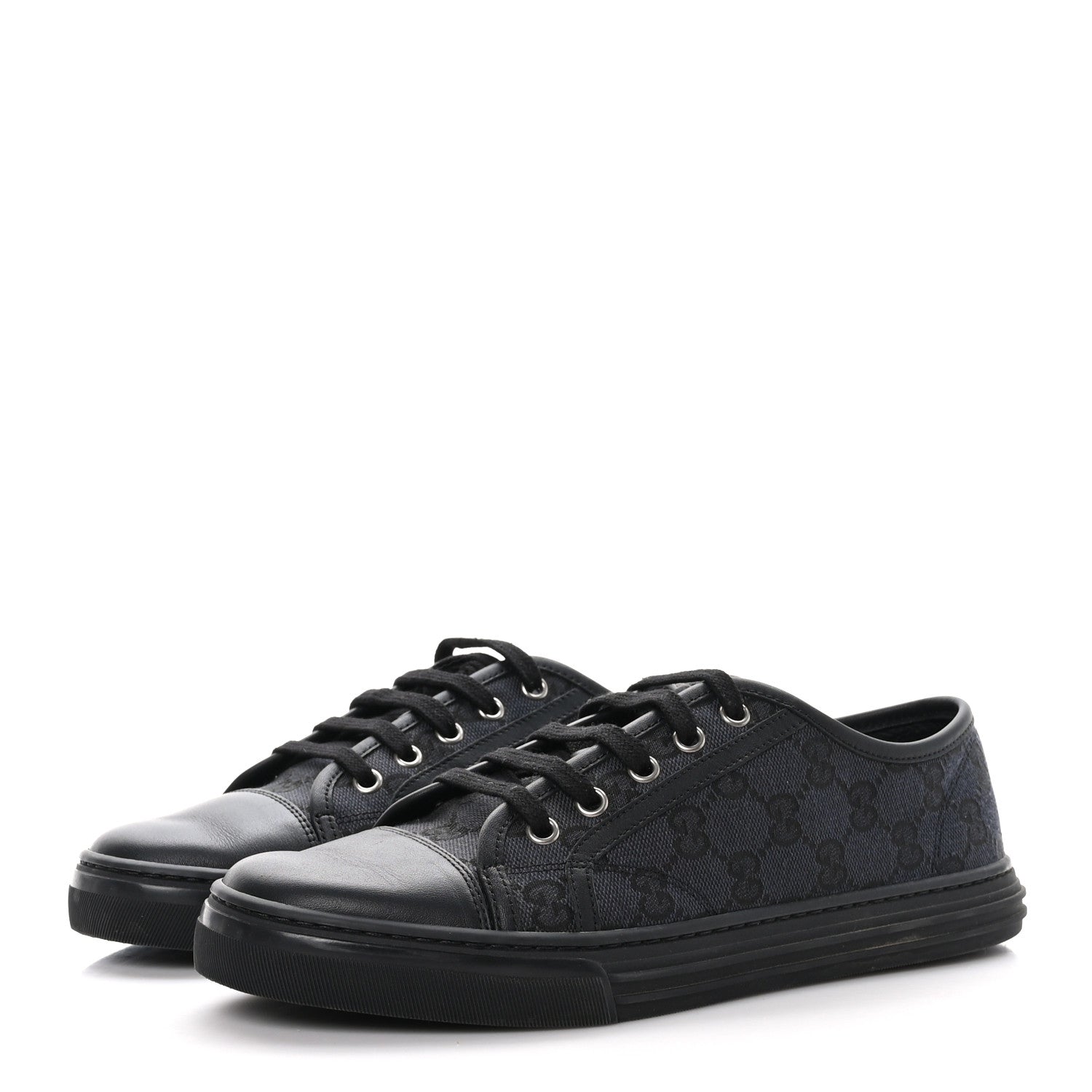 Gucci GG Monogram Calfskin Womens Low Top Sneakers 39 Piombo Black 3 of 9