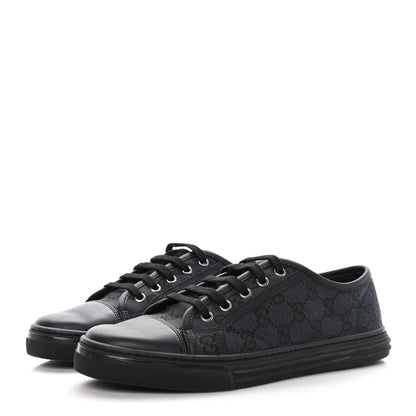 Gucci GG Monogram Calfskin Womens Low Top Sneakers 39 Piombo Black 3 of 9