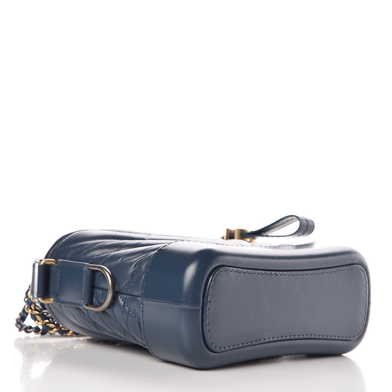Chanel Aged Calfskin Chevron Quilted Small Gabrielle Hobo Blue 4 of 8