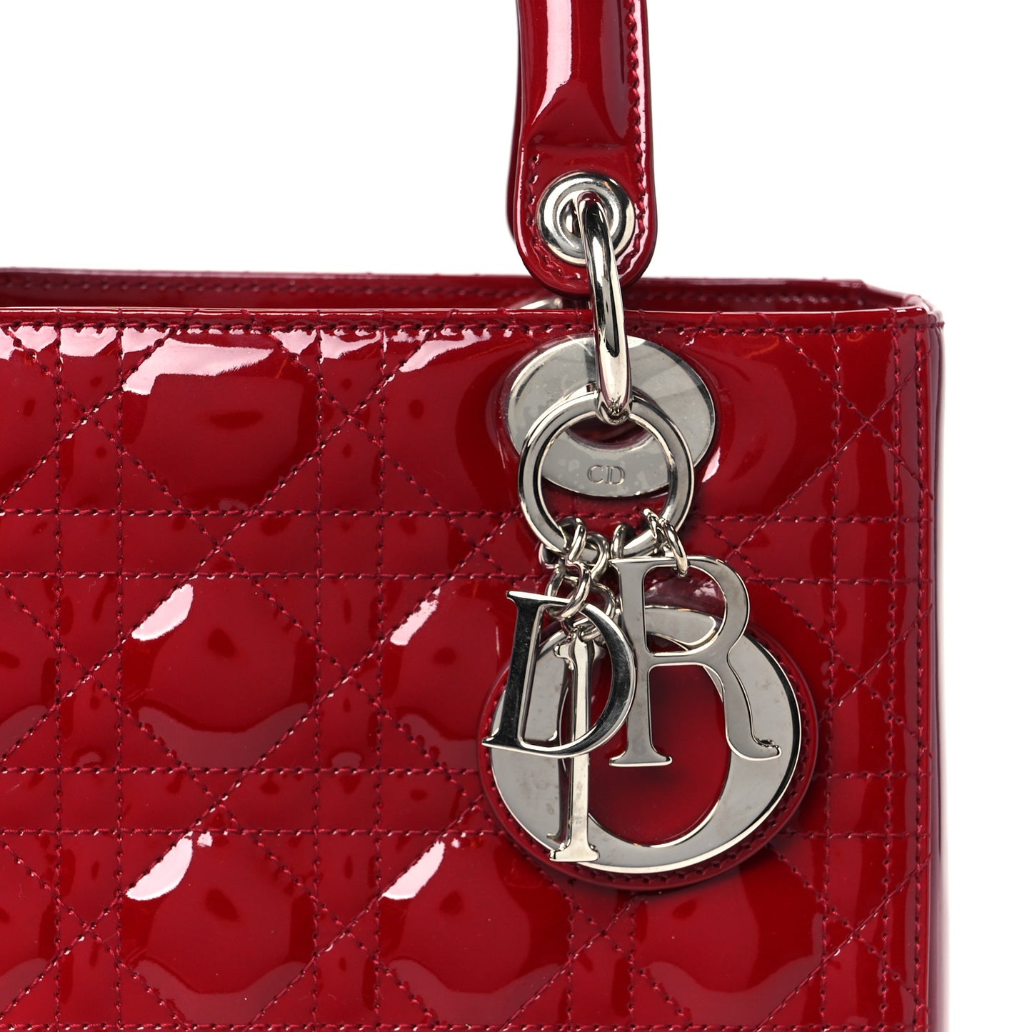 Patent Cannage Medium Lady Dior Red