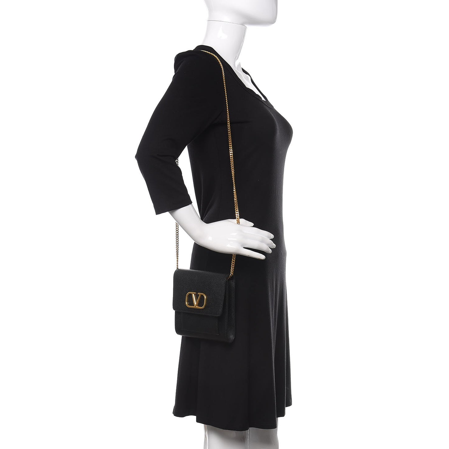 Calfskin VLogo Crossbody Bag Black