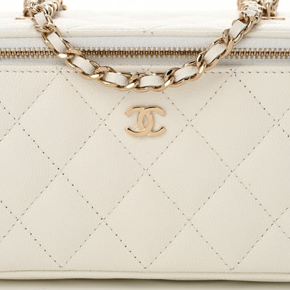 Chanel Caviar Quilted Small Vanity Case With Chain White 8 of 12