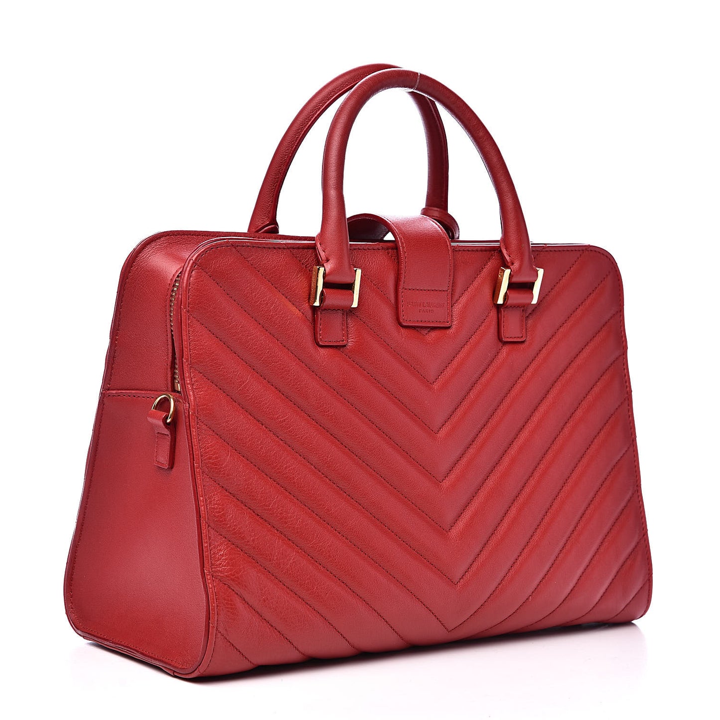 Calfskin Matelasse Chevron Small Monogram Cabas Lipstick Red