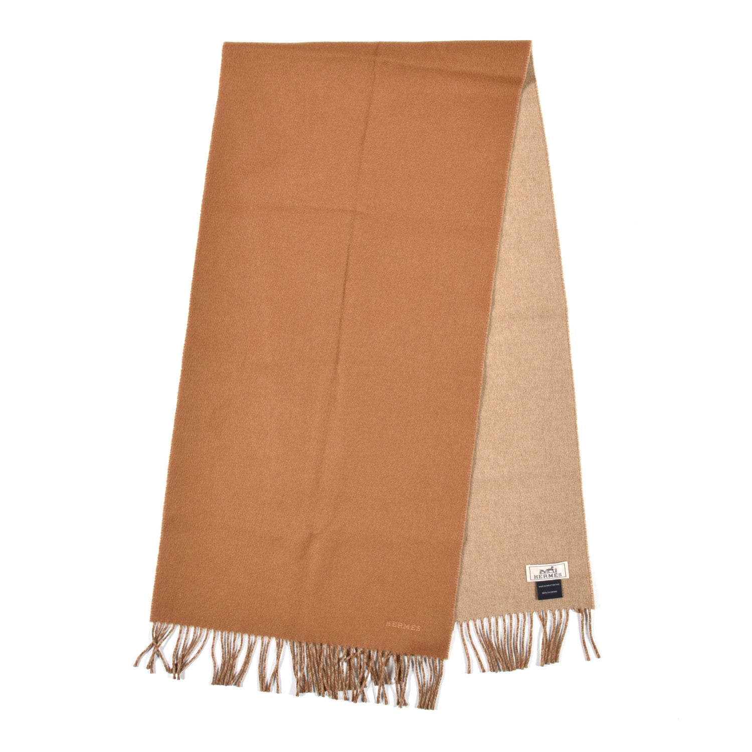 Hermes Cashmere Recto Verso Muffler Camel Beige 1 of 4