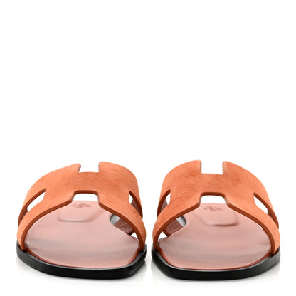 Hermes Suede Goatskin Oran Sandals 40 Orange 2 of 9