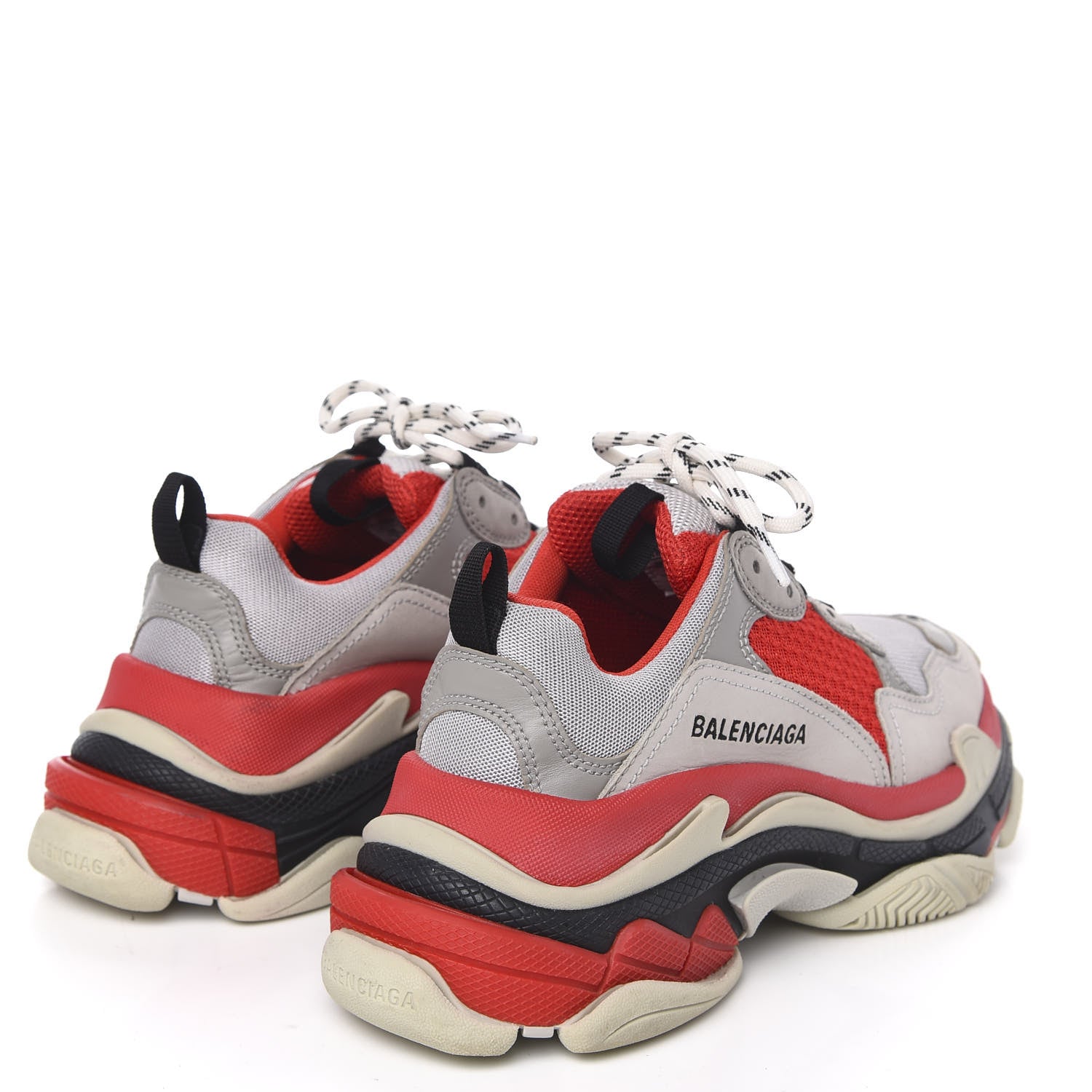 Balenciaga Fabric Mesh Womens Triple S Sneakers 38 Red Grey White 4 of 9