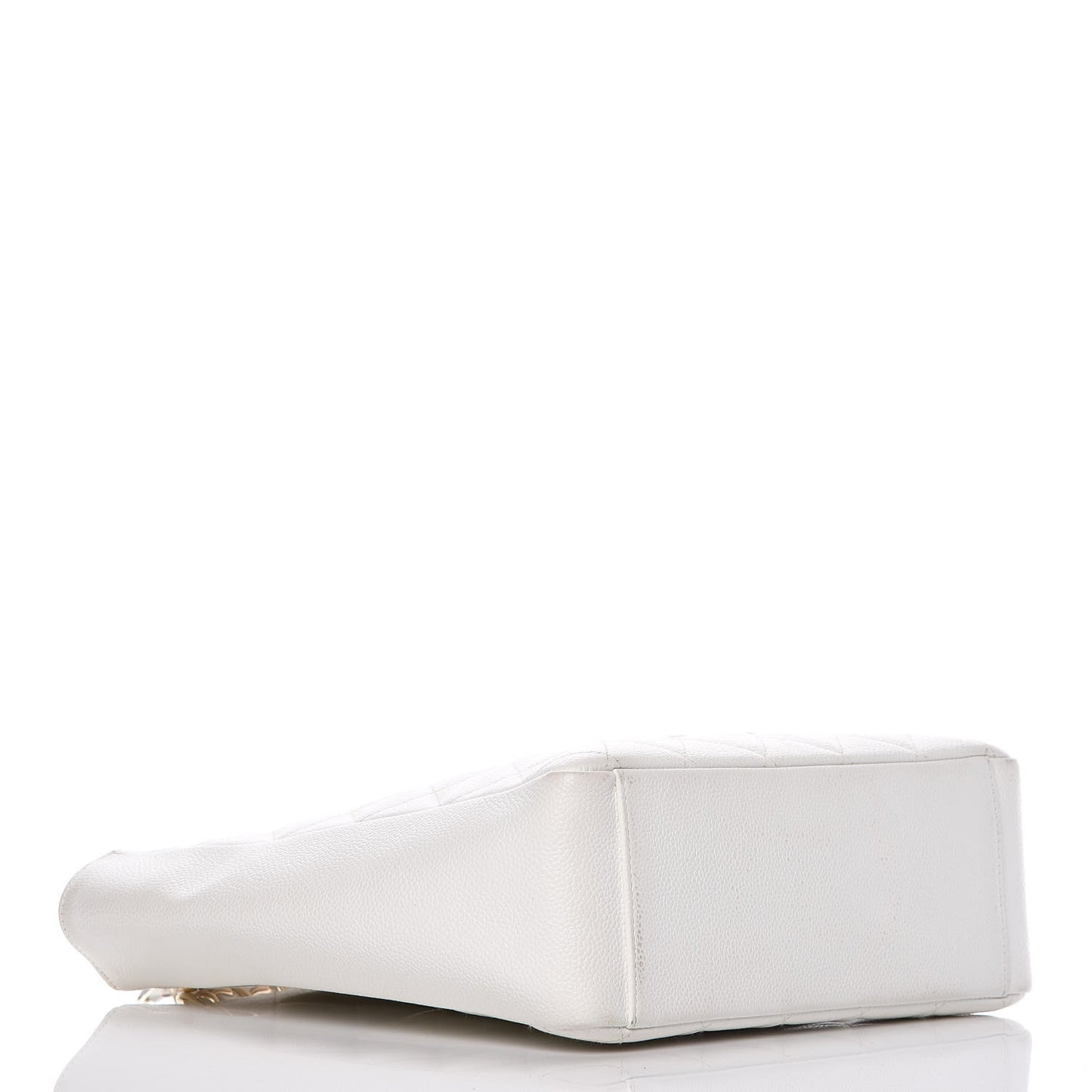 Caviar Quilted Petit Shopping Tote PST White