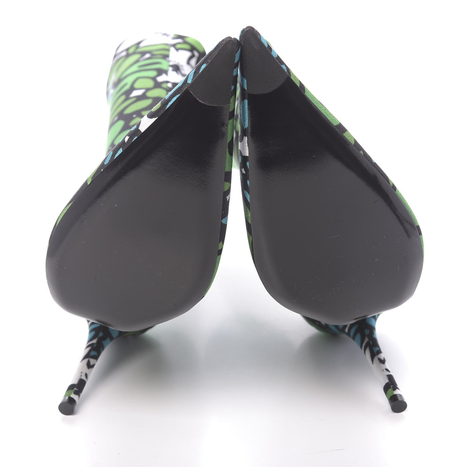 Balenciaga Jersey Crepe Wild Flowers Extreme Pointed Toe Knife Booties 40 Emerald Green White 5 of 11
