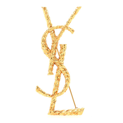 Saint Laurent Brass Cassandre Opyum YSL Twisted Brooch Gold 1 of 3